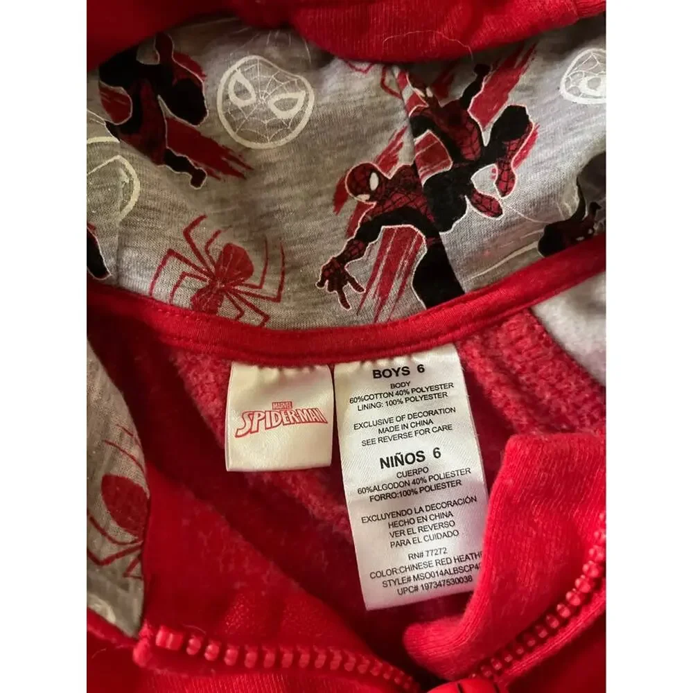 Marvel Spiderman Boys 6 Small Zip Up Hoodie Sweatshirt Jacket Red Graphic Retro